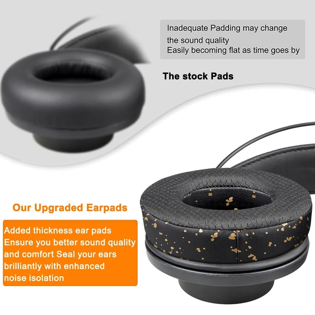 Alt view image 5 of 7 - Earpads Replacement for AKG Pro Audio K845 K845BT K545 K540 K275 K267 K245 K182 K167 Headphones, Ear Pads Cushions with Noise Isolation Foam - 90mm MF Black Gold