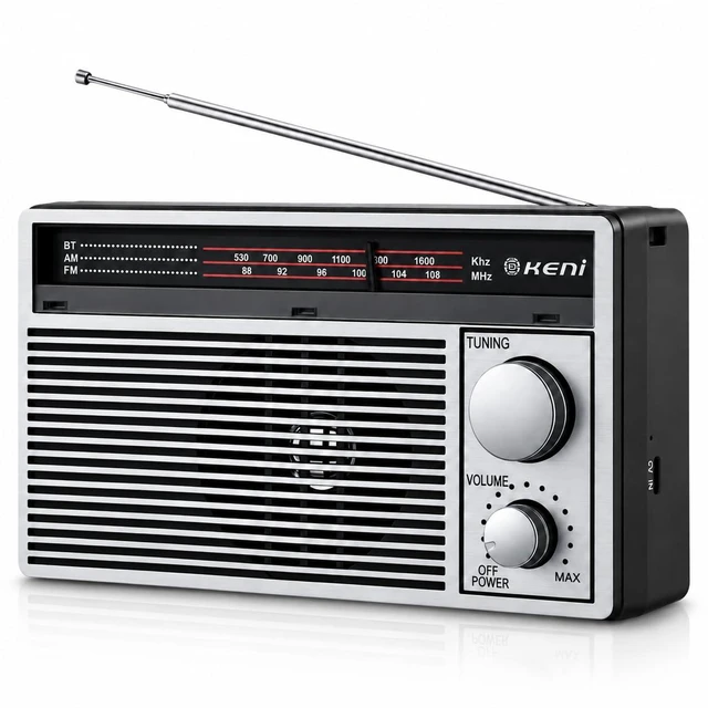 Main image of Portable AM/FM Emergency Radio with Bluetooth, Battery/USB Powered Rechargeable Transistor Radio for Home & Outdoor, Loud Speaker, Strong Reception, Adjustable Shoulder Strap,Gifts for Seniors