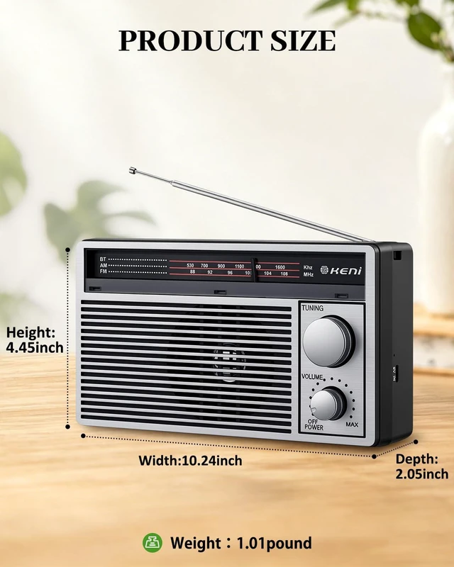 Alt view image 7 of 7 - Portable AM/FM Emergency Radio with Bluetooth, Battery/USB Powered Rechargeable Transistor Radio for Home & Outdoor, Loud Speaker, Strong Reception, Adjustable Shoulder Strap,Gifts for Seniors