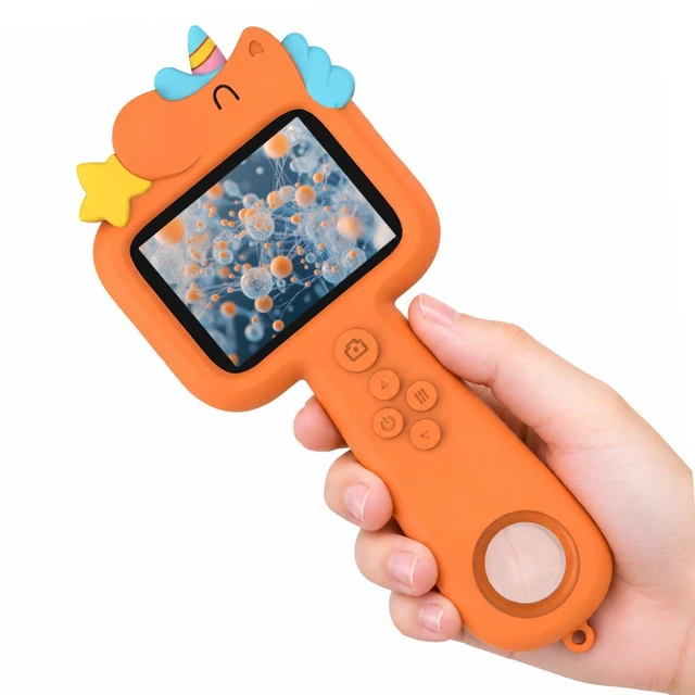 Main image of Kids Microscope Digital Magnifying Glass: STEM Toy Science Gift Ages 4-12 2.4" IPS screen, 600X magnification, 8X digital zoom and 8 adjustable LEDs; handheld science explorer for boys and girls