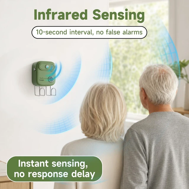Alt view image 5 of 7 - Door Exit Reminder with Key Holder, Recordable Voice Reminder, Motion-Activated, Wall Mount No WiFi No Drilling, Batteries Not Included-for Seniors Forgetful Adults Parents (Green)