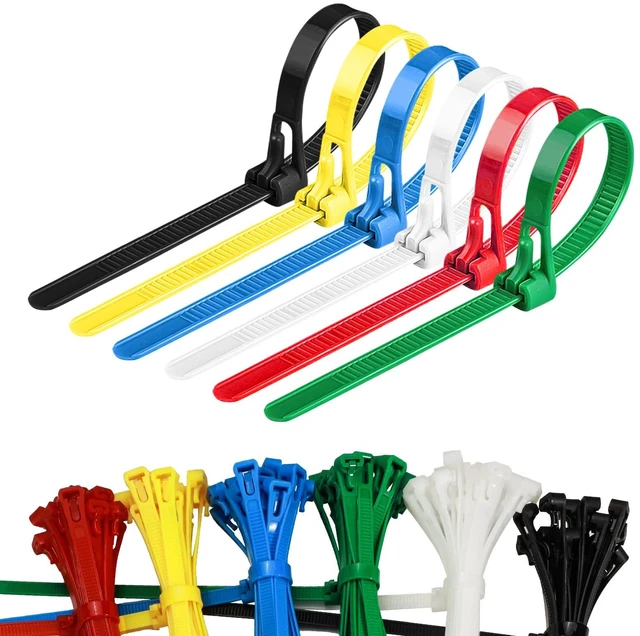 Main image of Reusable Zip Ties 10 Inch, 120pcs Colored Zip Tie Heavy Duty Outdoor Small Cable Ties, Releasable Tie Wraps, Wire Ties Removable for Cord Management (10 Inch)