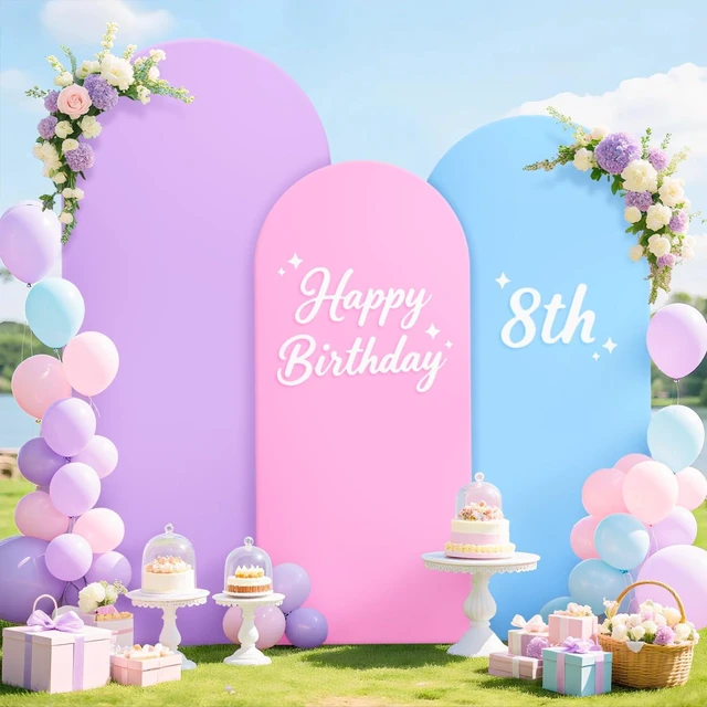 Alt view image 4 of 7 - Wedding Arch Cover 7.2FT 6.6FT 6FT Set of 3 Arched Backdrop Stand Cover Rainbow Spandex Fitted Arch Backdrop Covers for Photography Balloon Arches Cloth Cover for Wedding Anniversary Decor