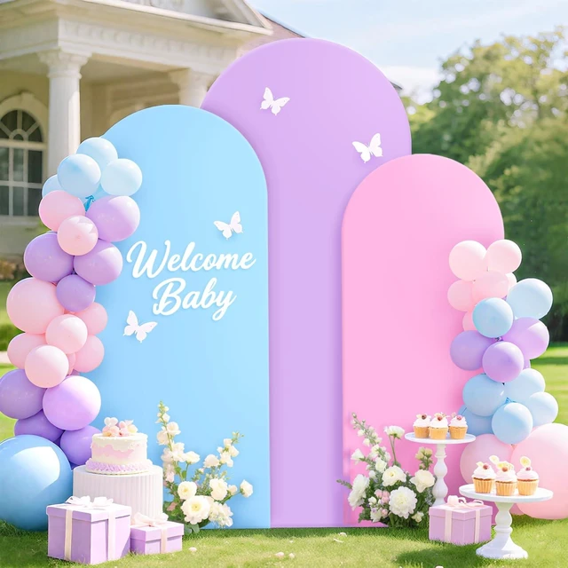 Alt view image 6 of 7 - Wedding Arch Cover 7.2FT 6.6FT 6FT Set of 3 Arched Backdrop Stand Cover Rainbow Spandex Fitted Arch Backdrop Covers for Photography Balloon Arches Cloth Cover for Wedding Anniversary Decor
