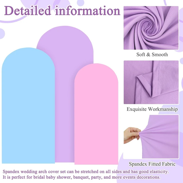 Alt view image 5 of 7 - Wedding Arch Cover 7.2FT 6.6FT 6FT Set of 3 Arched Backdrop Stand Cover Rainbow Spandex Fitted Arch Backdrop Covers for Photography Balloon Arches Cloth Cover for Wedding Anniversary Decor