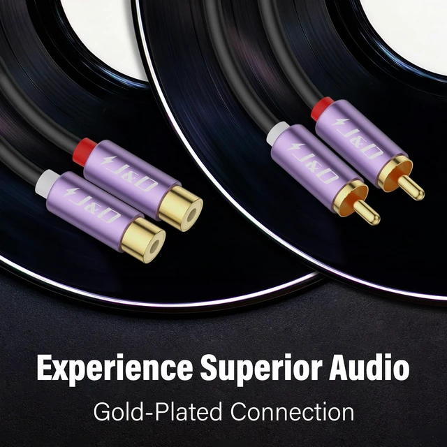 Alt view image 3 of 7 - RCA Cable, Gold Plated 2 RCA Male to Female Stereo Audio Extension Cable for Mixer Speaker, 20ft