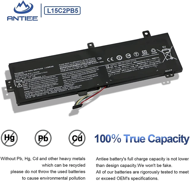 Alt view image 4 of 7 - L15M2PB5 L15L2PB5 Laptop Battery Replacement for Lenovo IdeaPad 510-15ISK 510-15IKB 310-15IKB 310-15ISK 310-15ABR 310-15IAP L15M2PB3 L15L2PB4 L15S2TB0 L15C2PB3 L15C2PB5 L15C2PB7 39Wh 5055mAh