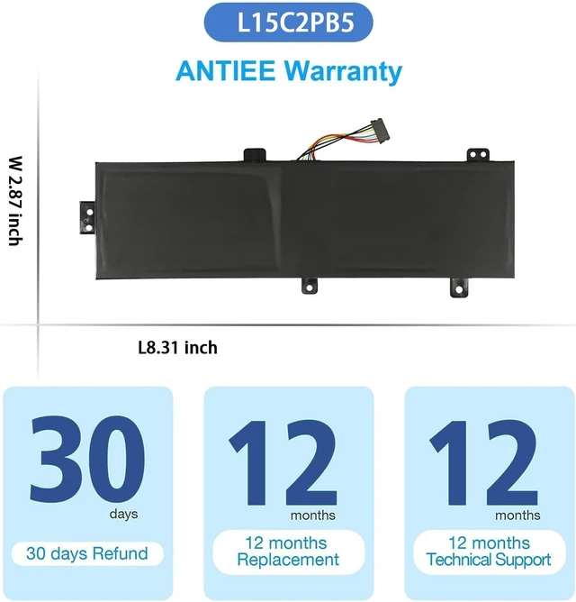 Alt view image 7 of 7 - L15M2PB5 L15L2PB5 Laptop Battery Replacement for Lenovo IdeaPad 510-15ISK 510-15IKB 310-15IKB 310-15ISK 310-15ABR 310-15IAP L15M2PB3 L15L2PB4 L15S2TB0 L15C2PB3 L15C2PB5 L15C2PB7 39Wh 5055mAh