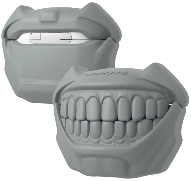 Main image of Silicone Case for AirPods 5 and AirPods 4, Cool Teeth Design, Gray Compatible with AirPods 5 (2026) & 4 (2024), Cute Case Cover, MagSafe Charging