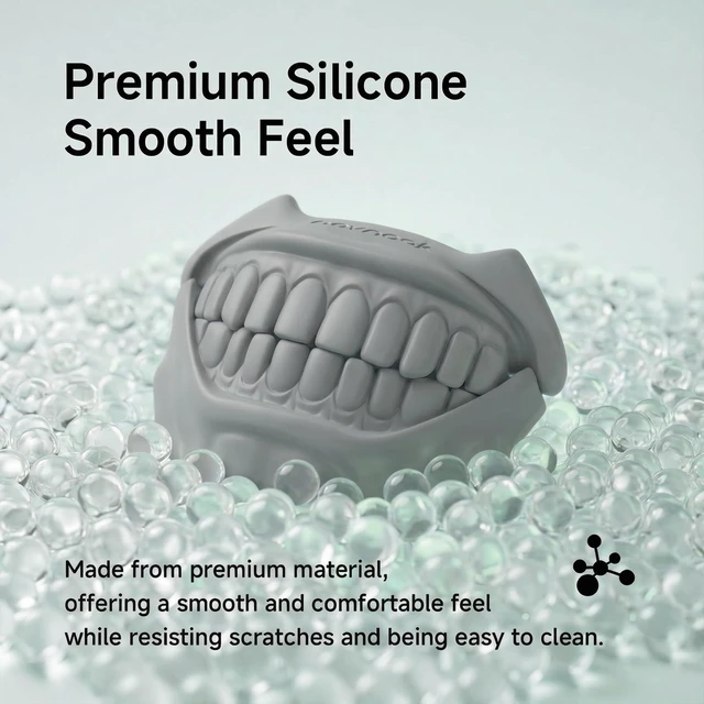 Alt view image 4 of 7 - Silicone Case for AirPods 5 and AirPods 4, Cool Teeth Design, Gray Compatible with AirPods 5 (2026) & 4 (2024), Cute Case Cover, MagSafe Charging