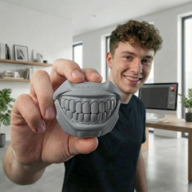 Alt view image 6 of 7 - Silicone Case for AirPods 5 and AirPods 4, Cool Teeth Design, Gray Compatible with AirPods 5 (2026) & 4 (2024), Cute Case Cover, MagSafe Charging