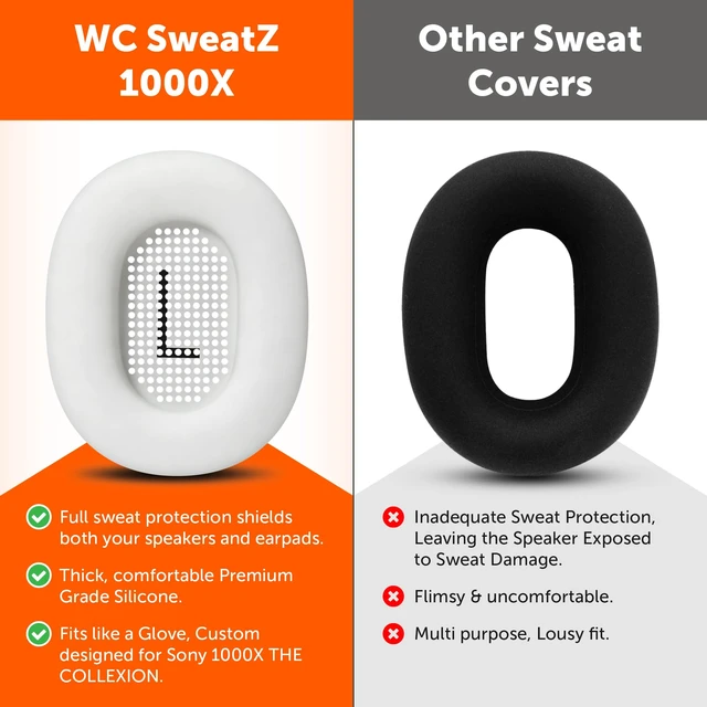 Alt view image 7 of 7 - SweatZ 1000X - Sweat Covers Compatible with Sony 1000X THE COLLEXION Washable Silicone Earpad Covers for Workouts by Wicked Cushions Sweatproof, Reusable and Tool-Free Platinum