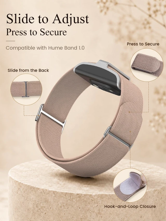 Alt view image 2 of 7 - Elastic Nylon Band Compatible with Hume Band Replacement Strap, Soft Breathable Adjustable Loop WristBand for Hume Band 1.0 Strap for Hume Health Fitness Tracker Wristband Women Men