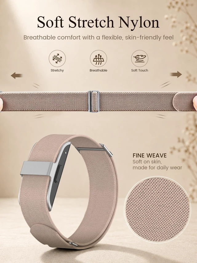 Alt view image 3 of 7 - Elastic Nylon Band Compatible with Hume Band Replacement Strap, Soft Breathable Adjustable Loop WristBand for Hume Band 1.0 Strap for Hume Health Fitness Tracker Wristband Women Men