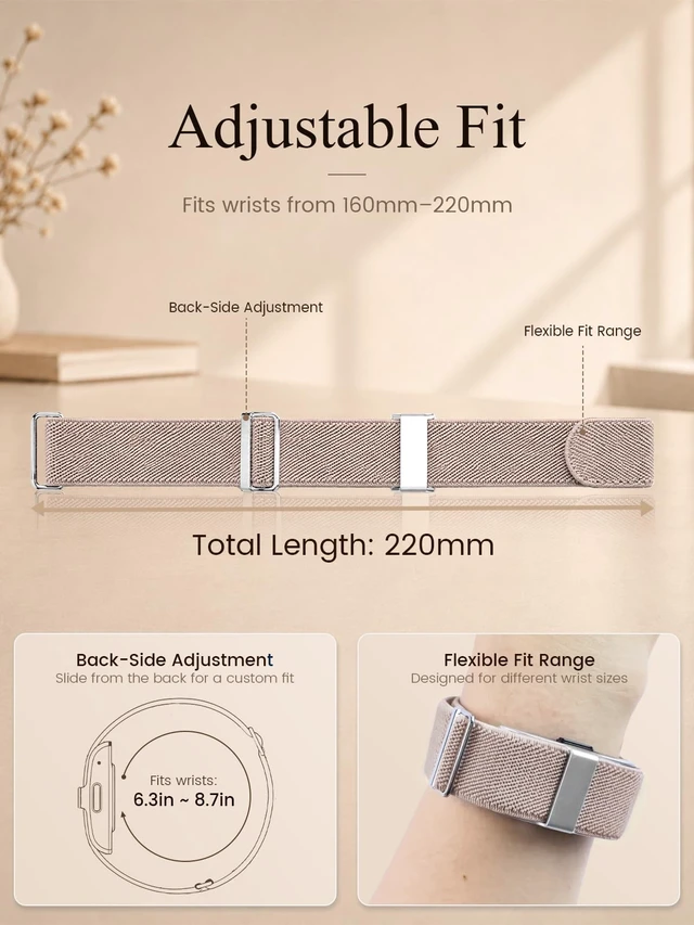 Alt view image 5 of 7 - Elastic Nylon Band Compatible with Hume Band Replacement Strap, Soft Breathable Adjustable Loop WristBand for Hume Band 1.0 Strap for Hume Health Fitness Tracker Wristband Women Men
