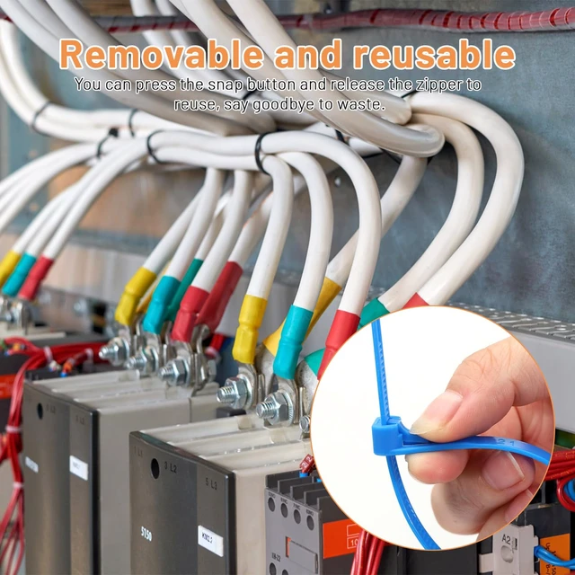 Alt view image 6 of 7 - Reusable Zip Ties 10 Inch, 120pcs Colored Zip Tie Heavy Duty Outdoor Small Cable Ties, Releasable Tie Wraps, Wire Ties Removable for Cord Management (10 Inch)
