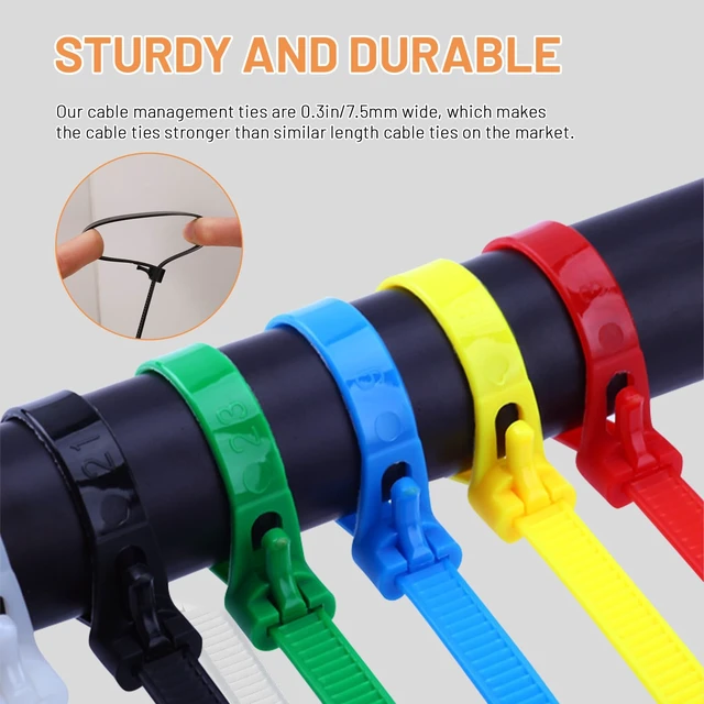 Alt view image 7 of 7 - Reusable Zip Ties 10 Inch, 120pcs Colored Zip Tie Heavy Duty Outdoor Small Cable Ties, Releasable Tie Wraps, Wire Ties Removable for Cord Management (10 Inch)