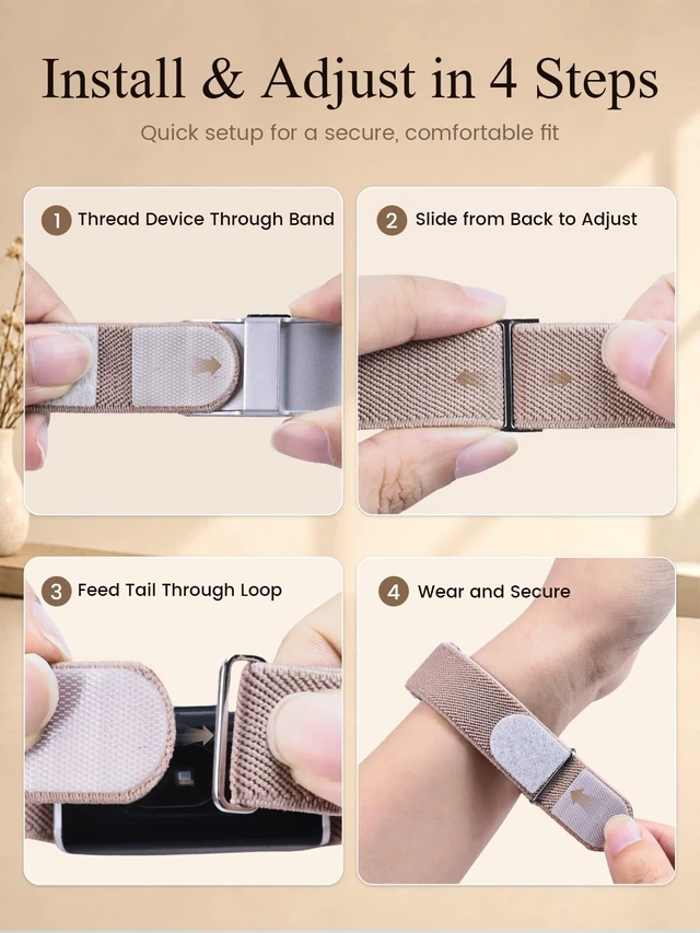 Alt view image 6 of 7 - Elastic Nylon Band Compatible with Hume Band Replacement Strap, Soft Breathable Adjustable Loop WristBand for Hume Band 1.0 Strap for Hume Health Fitness Tracker Wristband Women Men