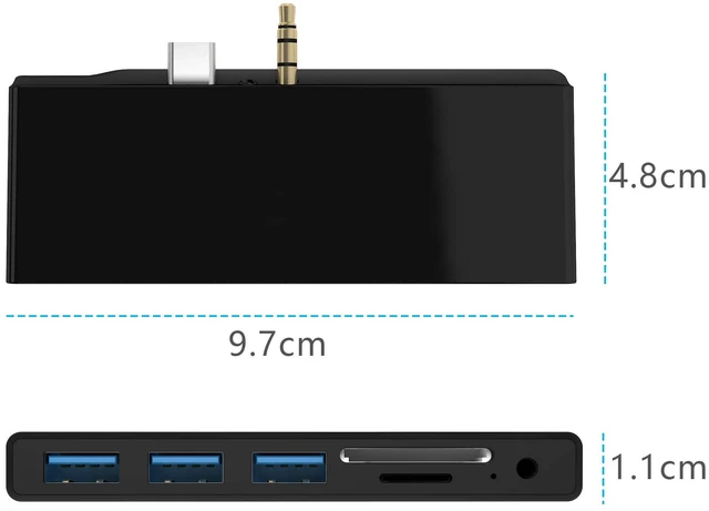 Alt view image 7 of 7 - Surface Go Hub, 6-in-2 USB C Surface Go Docking Station with USB 3.0+2 USB2.0 Ports, 3.5mm Earphones Jack,SD/TF Card Reader