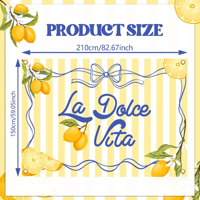 Alt view image 3 of 6 - La Dolce Vita Backdrop - Lemon Citrus Birthday/Bachelorette Party Background, Italian Summer Dinner Celebration Decorations, Girls Weekend Bachelorette Party Supply