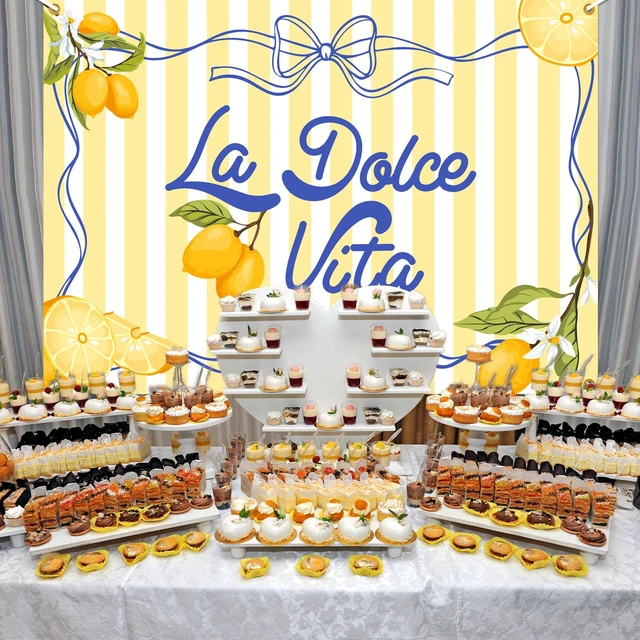 Alt view image 4 of 6 - La Dolce Vita Backdrop - Lemon Citrus Birthday/Bachelorette Party Background, Italian Summer Dinner Celebration Decorations, Girls Weekend Bachelorette Party Supply