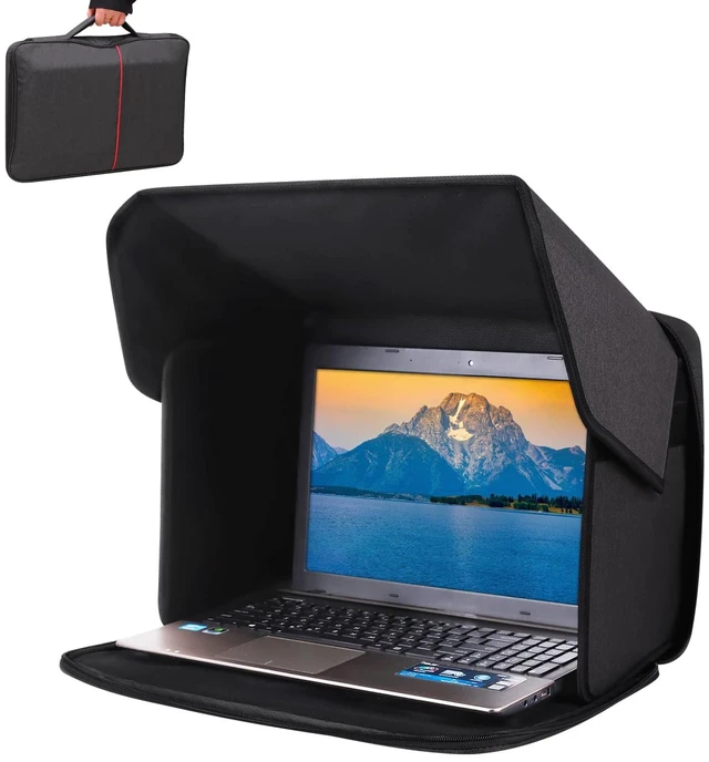Main image of Portable Laptop Sun Shade Foldable Laptop Privacy Shield Blocks Sunlight Working Outside,Computer Anti Glare Shield Privacy Hood Case Fits 12-14in(Patent Pending)