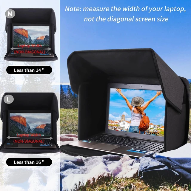 Alt view image 4 of 7 - Portable Laptop Sun Shade Foldable Laptop Privacy Shield Blocks Sunlight Working Outside,Computer Anti Glare Shield Privacy Hood Case Fits 12-14in(Patent Pending)