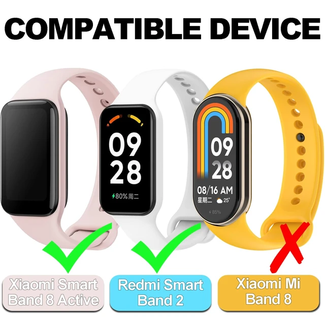 Alt view image 3 of 7 - 6-Pack Straps for Xiaomi Smart Band 8 Active & Redmi Band 2 Soft, lightweight TPU with ventilation openings; adjustable, easy to clean, and quick to replace
