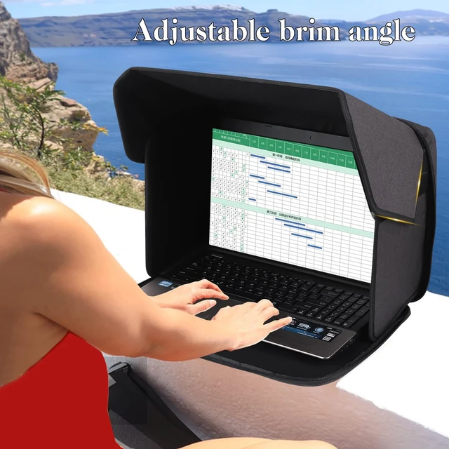 Alt view image 5 of 7 - Portable Laptop Sun Shade Foldable Laptop Privacy Shield Blocks Sunlight Working Outside,Computer Anti Glare Shield Privacy Hood Case Fits 12-14in(Patent Pending)