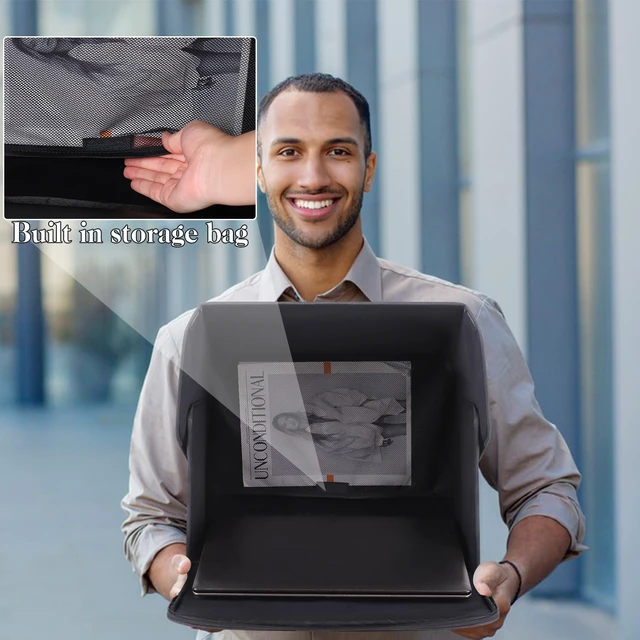 Alt view image 6 of 7 - Portable Laptop Sun Shade Foldable Laptop Privacy Shield Blocks Sunlight Working Outside,Computer Anti Glare Shield Privacy Hood Case Fits 12-14in(Patent Pending)