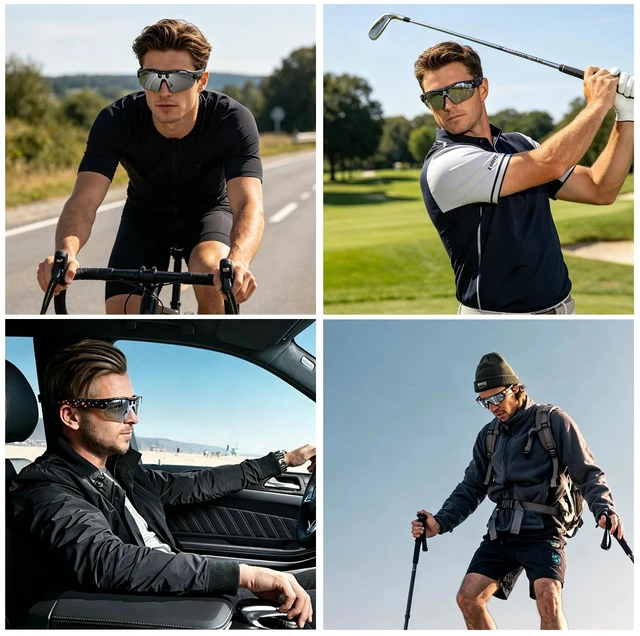 Alt view image 7 of 7 - AI Smart Glasses 1080P Video Sport Sunglasses for Cycling Hiking (Black)