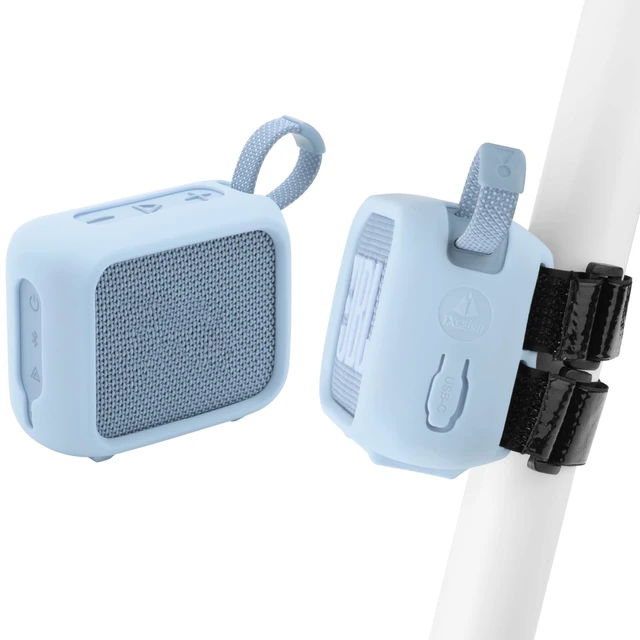 Main image of Silicone Case for JBL Go 4, Go 4 Protective Cover, Travel Carrying Pouch w Anti-Dust Charging Cover Speaker Mount Strap (Blue)