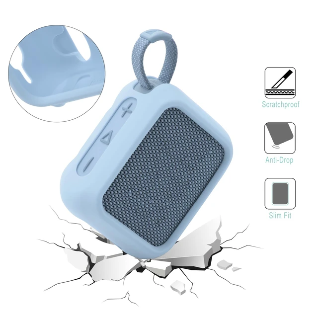 Alt view image 2 of 7 - Silicone Case for JBL Go 4, Go 4 Protective Cover, Travel Carrying Pouch w Anti-Dust Charging Cover Speaker Mount Strap (Blue)