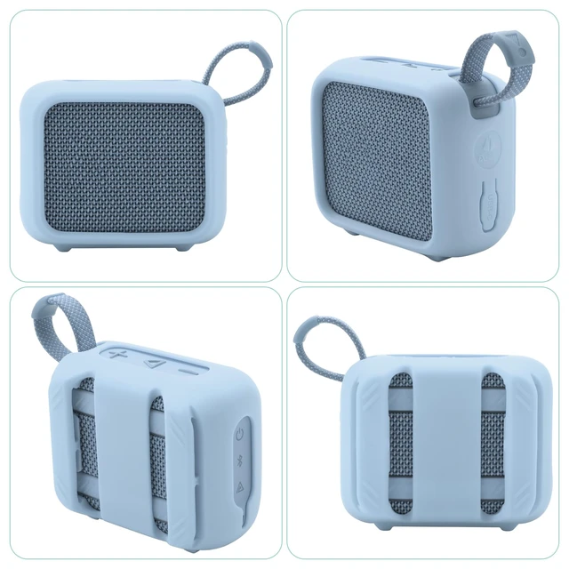Alt view image 7 of 7 - Silicone Case for JBL Go 4, Go 4 Protective Cover, Travel Carrying Pouch w Anti-Dust Charging Cover Speaker Mount Strap (Blue)