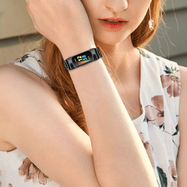 Alt view image 4 of 5 - Band Compatible with Fitbit Charge 6/Charge 5 Bands Men Women Classy Fitness Wristband Smart Watch Stainless Steel Adjustable Replacement Accessory Bands Strap for Charge 6/Charge 5
