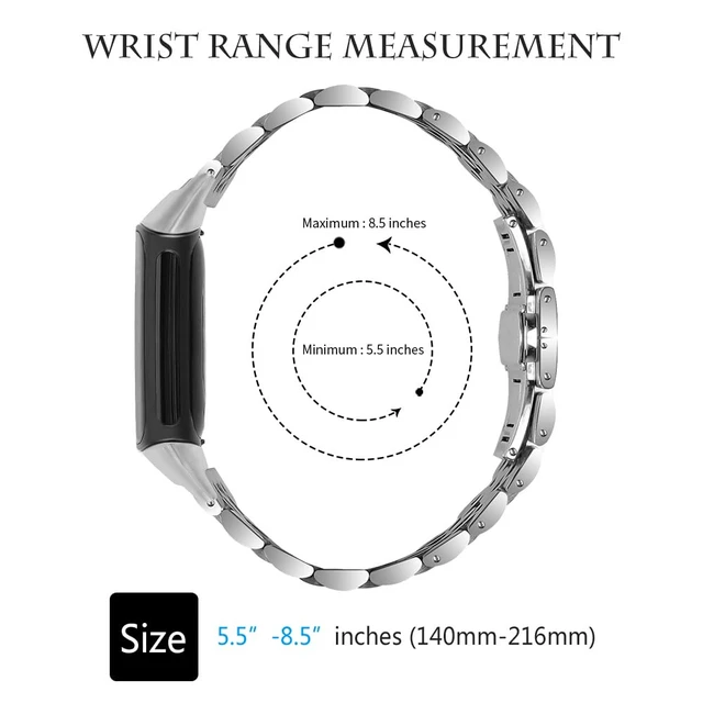 Alt view image 2 of 7 - Band Compatible with Fitbit Charge 6/Charge 5 Bands Men Women Classy Fitness Wristband Smart Watch Stainless Steel Adjustable Replacement Accessory Bands Strap for Charge 6/Charge 5