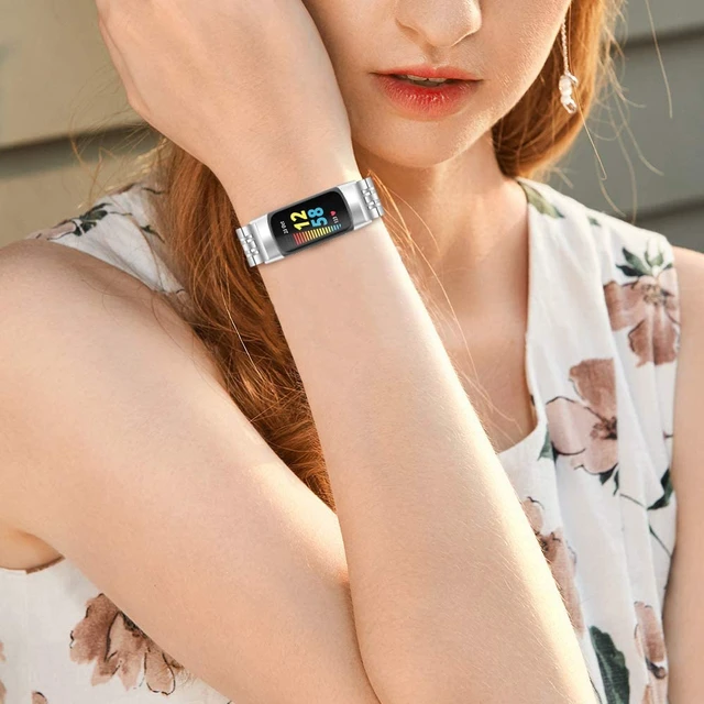 Alt view image 4 of 7 - Band Compatible with Fitbit Charge 6/Charge 5 Bands Men Women Classy Fitness Wristband Smart Watch Stainless Steel Adjustable Replacement Accessory Bands Strap for Charge 6/Charge 5