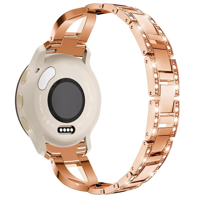 Alt view image 2 of 7 - Compatible for Garmin Venu 4 41mm/Venu 3S/Venu 2S/Vivoactive 4S/Vivomove 3S Band, Women 18mm Quick Release Metal Bling Jewelry Rhinestone Strap Wristband for Forerunner 255S/265S