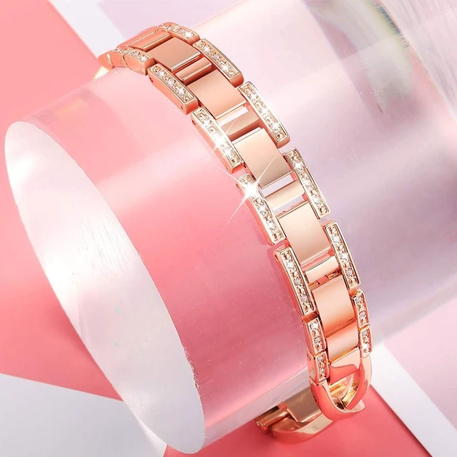 Alt view image 6 of 7 - Compatible for Garmin Venu 4 41mm/Venu 3S/Venu 2S/Vivoactive 4S/Vivomove 3S Band, Women 18mm Quick Release Metal Bling Jewelry Rhinestone Strap Wristband for Forerunner 255S/265S