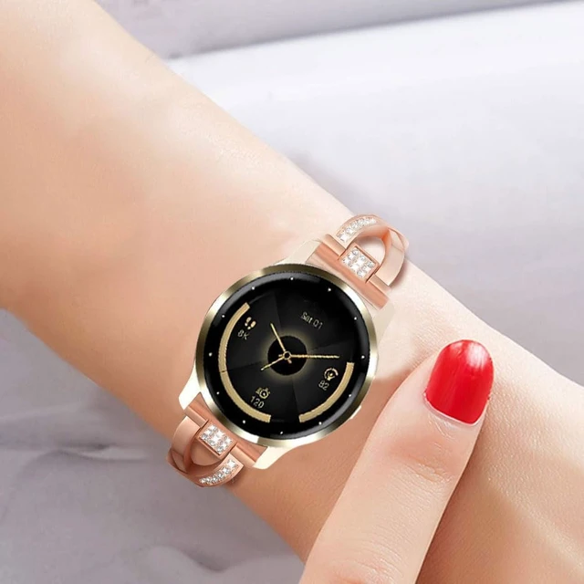 Alt view image 7 of 7 - Compatible for Garmin Venu 4 41mm/Venu 3S/Venu 2S/Vivoactive 4S/Vivomove 3S Band, Women 18mm Quick Release Metal Bling Jewelry Rhinestone Strap Wristband for Forerunner 255S/265S