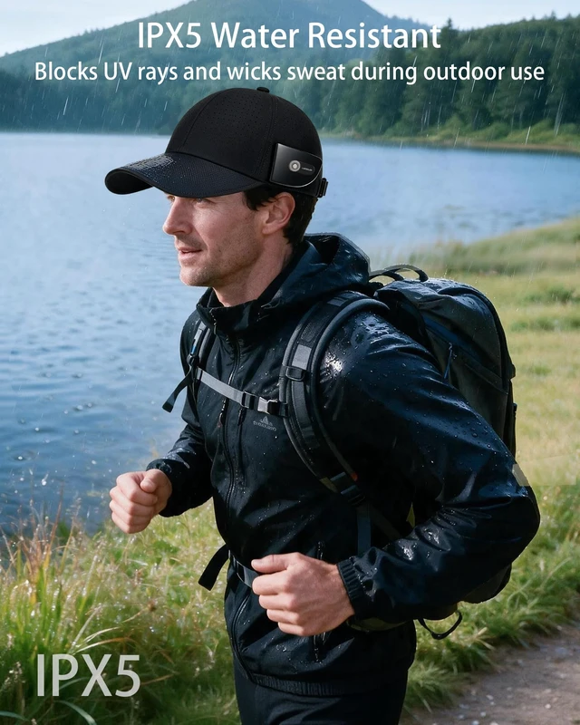 Alt view image 7 of 7 - Solar Bluetooth Smart Hat OpenEar Speaker Baseball Cap Waterproof golf music cap, running speaker hat, hiking headwear with audio, work outdoor solar cap, hands-free call baseball hat