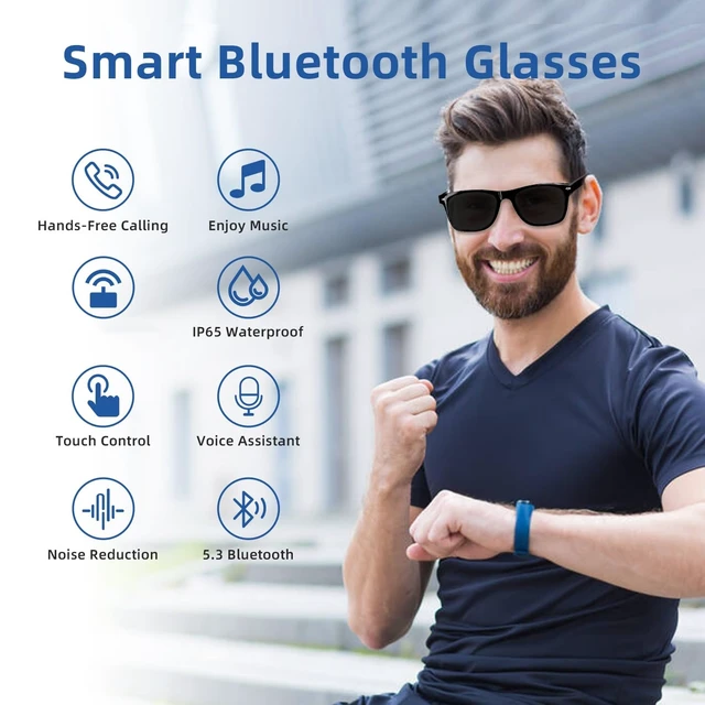 Alt view image 2 of 7 - Smart Glasses for Men Women, UV400 Polarized Sunglasses Lenses Open Ear Bluetooth Sunglasses with Mic & Speakers, Hands-Free Calls, Voice Assistant, Touch Control, Driving Sports Outdoor