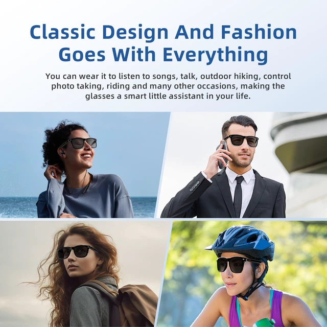Alt view image 7 of 7 - Smart Glasses for Men Women, UV400 Polarized Sunglasses Lenses Open Ear Bluetooth Sunglasses with Mic & Speakers, Hands-Free Calls, Voice Assistant, Touch Control, Driving Sports Outdoor