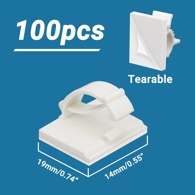 Alt view image 2 of 7 - Adhesive Cable Clip, 100 PCS Small White Ideal Cords Organizer Clamps Self Sticky Wire Holder Cord Management for Hanging Tidying Wires for PC Desk Car Wall Office Home Outdoors