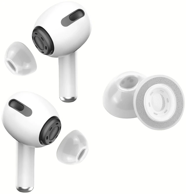 Main image of Memory Foam Ear Tips for AirPods Pro 1st & 2nd Gen - Upgraded Liquid Silicone Rubber, Superior Noise Isolation, Secure Fit & Ultimate Comfort, Fits Charging Case, 1 Pair (Grey Large)