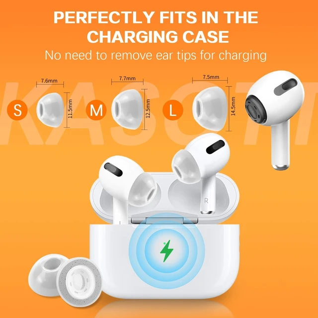 Alt view image 6 of 7 - Memory Foam Ear Tips for AirPods Pro 1st & 2nd Gen - Upgraded Liquid Silicone Rubber, Superior Noise Isolation, Secure Fit & Ultimate Comfort, Fits Charging Case, 1 Pair (Grey Large)