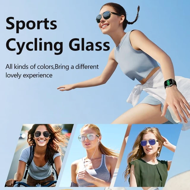 Alt view image 2 of 7 - Bluetooth Audio Smart Sunglasses with Speakers, UV400 Protection Blue Light Blocking Glasses for Men Women, Hands-Free Calls Voice Control for Driving Cycling Outdoor Office