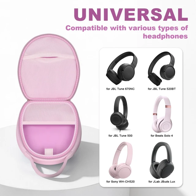 Alt view image 2 of 7 - Hard Headphone Case for JBL, for Sony, for Beats, with Storage Box only, for JBL Tune 770NC/720BT/760NC/510BT, for Sony WH-CH520/720N, for Beats Studio Pro, hard case, storage pocket, Pink