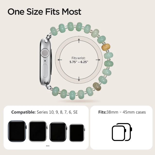 Alt view image 4 of 7 - Natural Stone Stretch Watch Band Compatible with Apple Watch for Women
