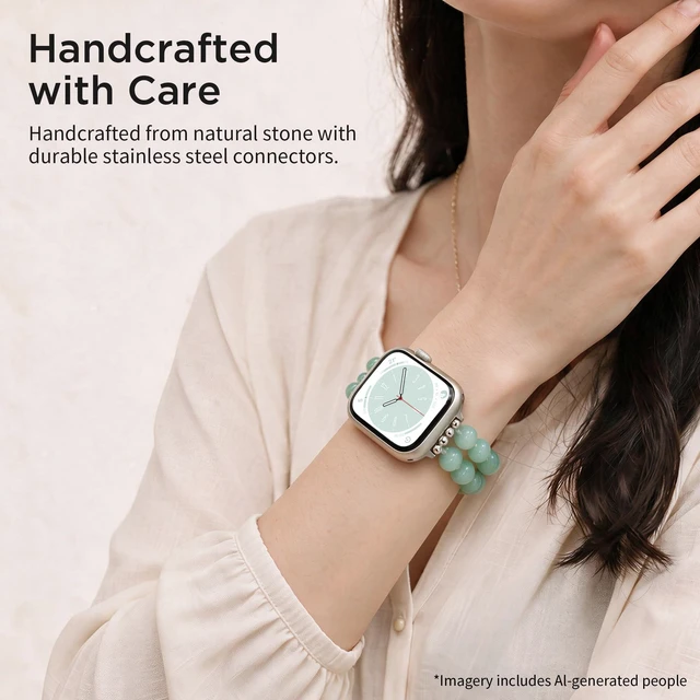 Alt view image 5 of 7 - Natural Stone Stretch Watch Band Compatible with Apple Watch for Women